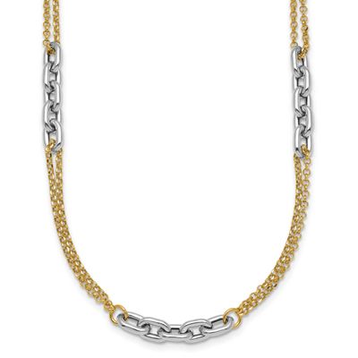 17 Inch with 2 Inch Extender Fancy Link Necklace 14K Two Tone Gold Polished, MPN: SF3221-17, UPC: