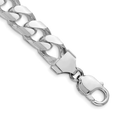 11mm Domed with Side Diamond-cut Curb Chain 9 Inch Sterling Silver Rhodium-Plated, MPN: QRC350R-9, …