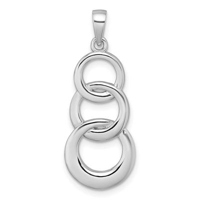 Polished 3 Circle Pendant Sterling Silver Rhodium-Plated, MPN: QG7158P, UPC: