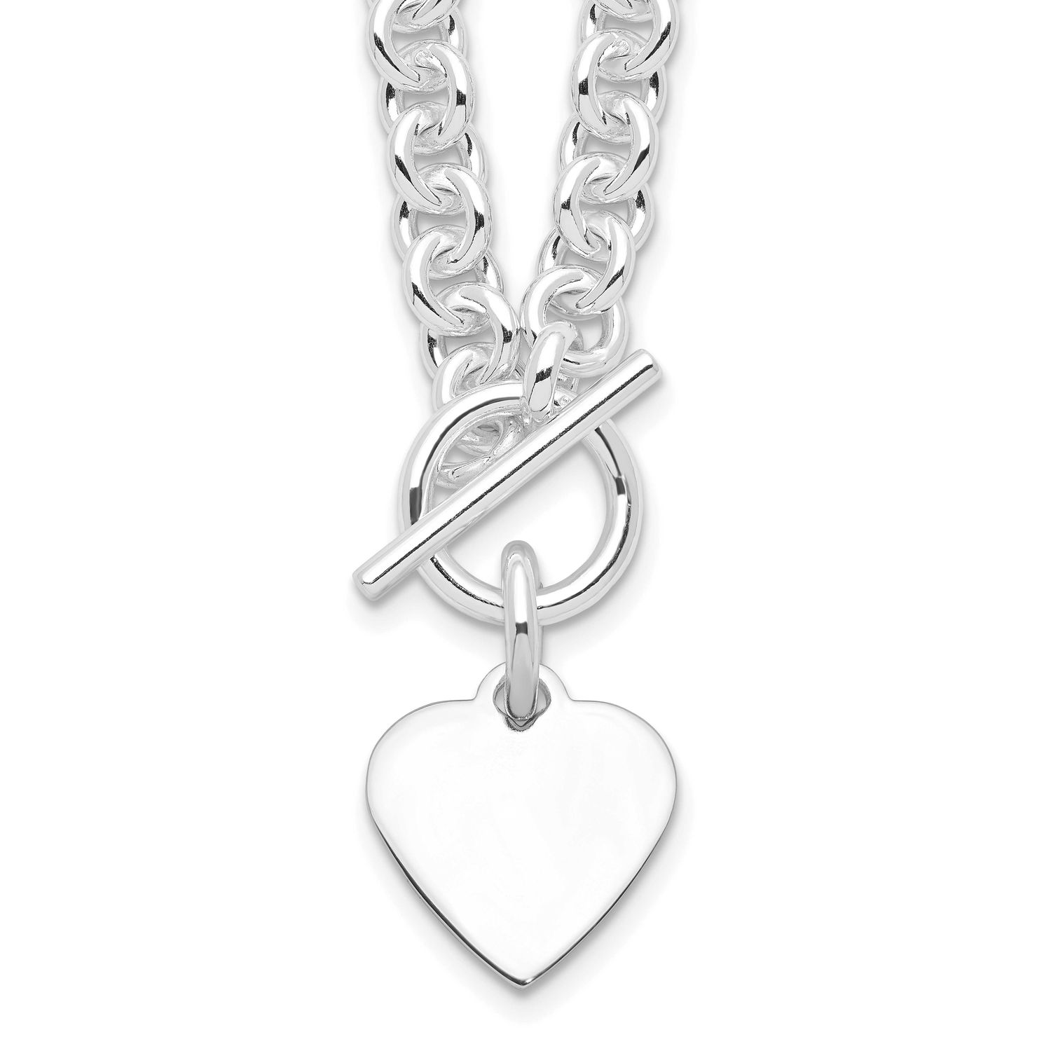 Engraveable Heart Disc On Toggle 18 Inch Necklace Sterling Silver Rhodium-Plated, MPN: QG1149R-18, …