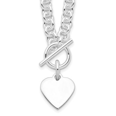 Engraveable Heart Disc On Toggle 18 Inch Necklace Sterling Silver Rhodium-Plated, MPN: QG1149R-18, …