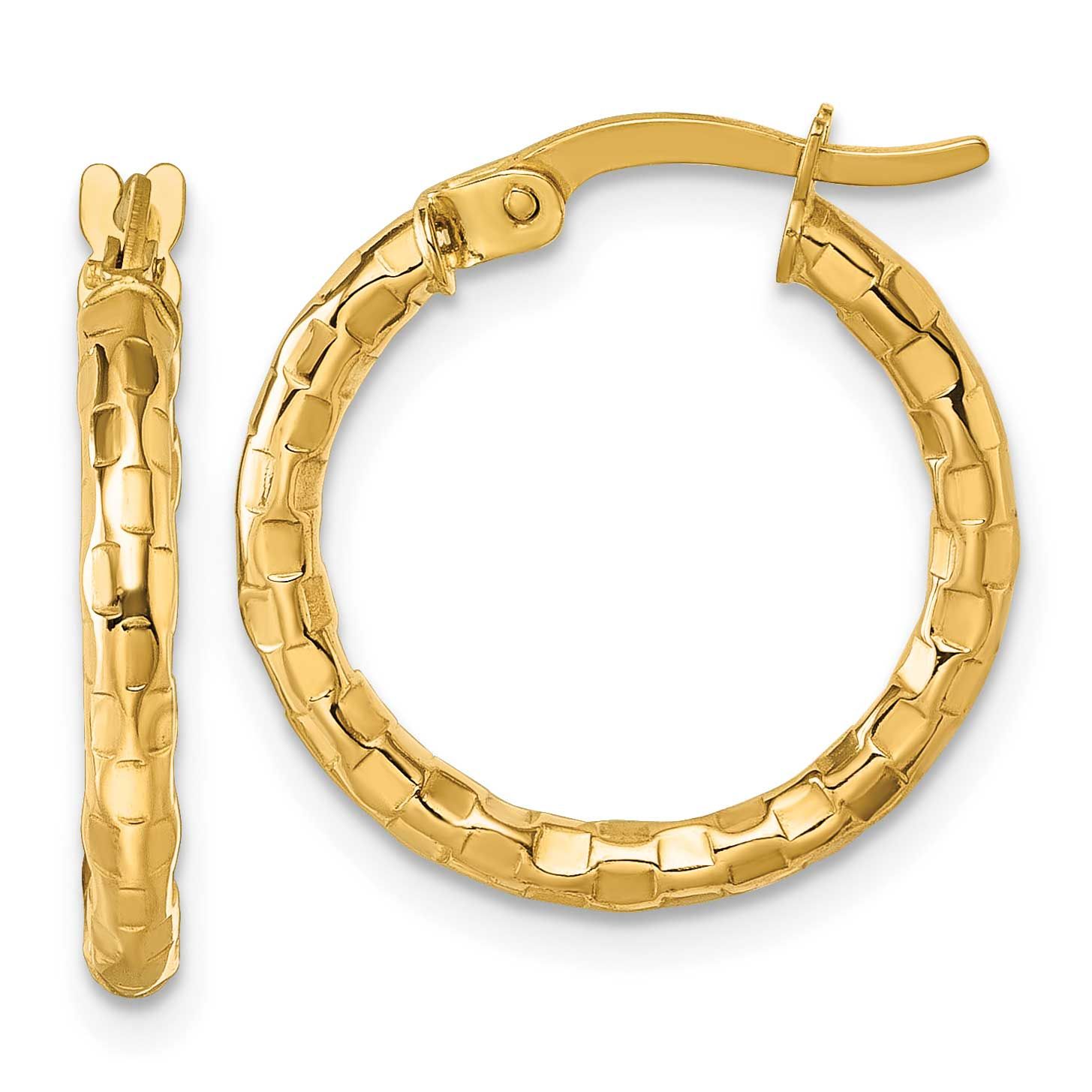 Textured Hoop Earrings 10k Gold Polished, MPN: 10TC1065, UPC: