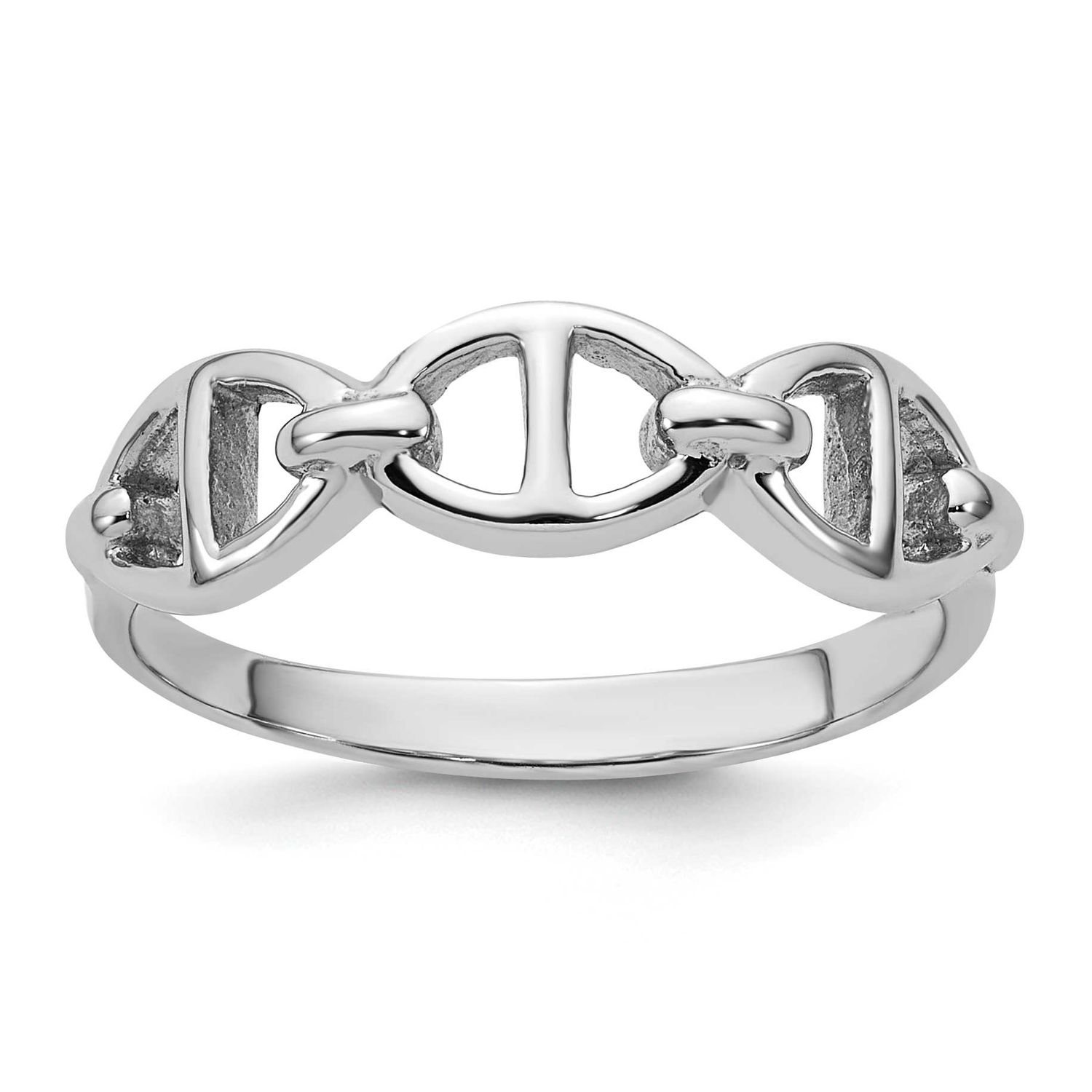 Polished Mariner Link Ring Sterling Silver Rhodium-Plated, MPN: QR7710, UPC: