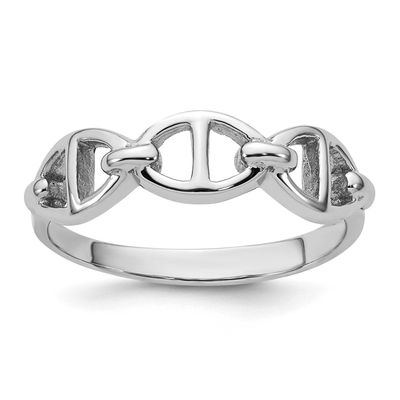 Polished Mariner Link Ring Sterling Silver Rhodium-Plated, MPN: QR7710, UPC: