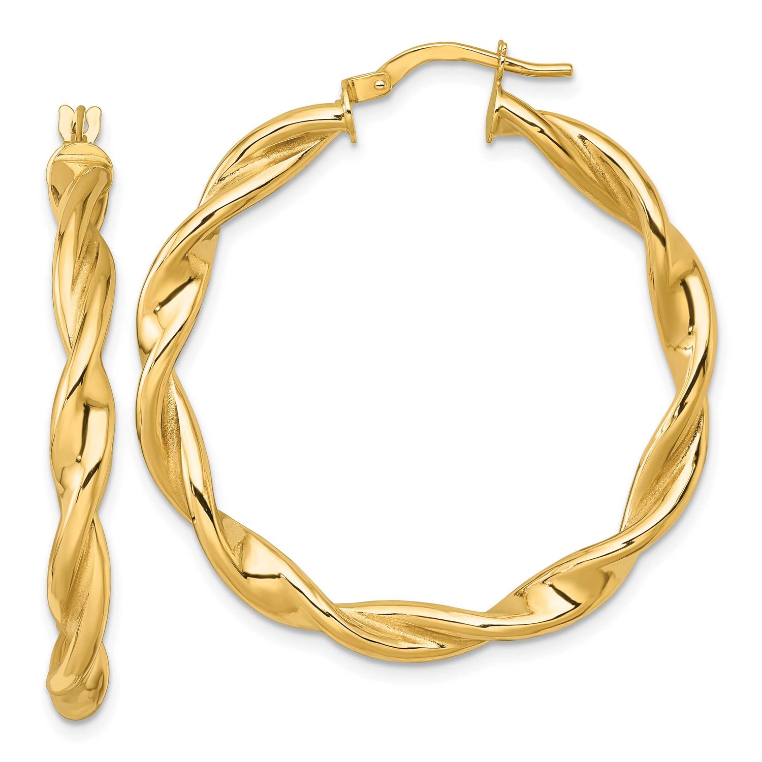 Twist Hoop Earrings 10k Gold Polished, MPN: 10ER386, UPC: