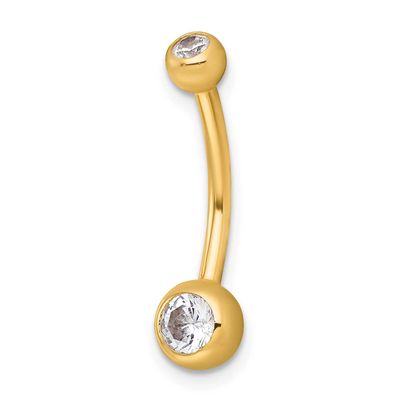 14 Gauge CZ Navel Ring 10k Gold Polished, MPN: 10BD213, UPC: