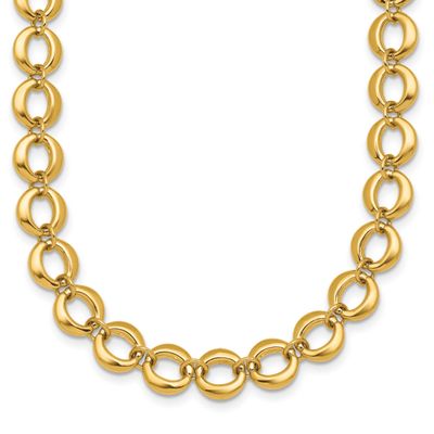 Fancy Circle Link 8mm Necklace 14k Gold Polished, MPN: SF3243-18, UPC:
