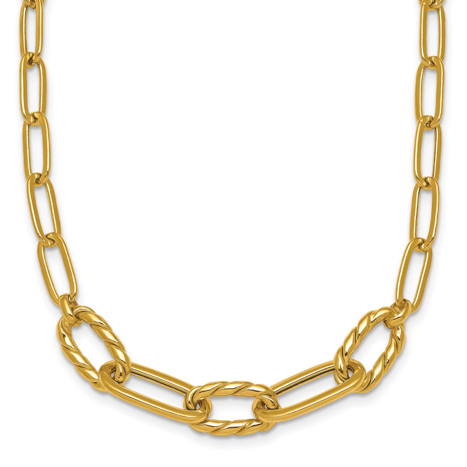 Fancy 18 Inch Paperclip Necklace 14k Gold Polished, MPN: SF3228-18, UPC: