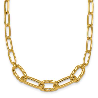 Fancy 18 Inch Paperclip Necklace 14k Gold Polished, MPN: SF3228-18, UPC: