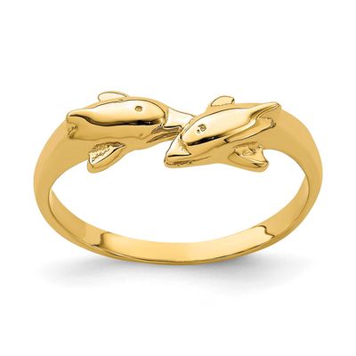 Dolphin Kissing Dolphin Ring 14k Gold, MPN: K4554, UPC: 637218014118