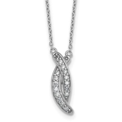 Fancy CZ x 16 Inch with 1.75 Inch Extension Necklace Sterling Silver Rhodium-Plated Polished, MPN: …
