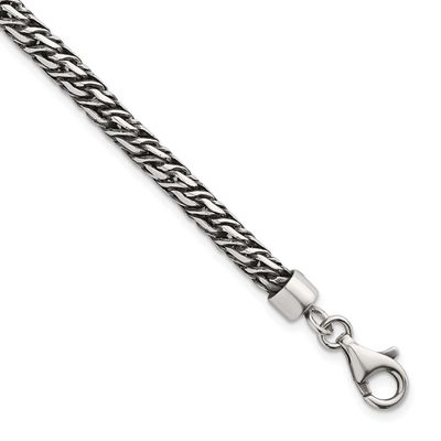 Antiqued 4.8mm Fancy Link 8 Inch Men&#39;s Bracelet Sterling Silver Rhodium-Plated, MPN: QG6775-8, UPC: