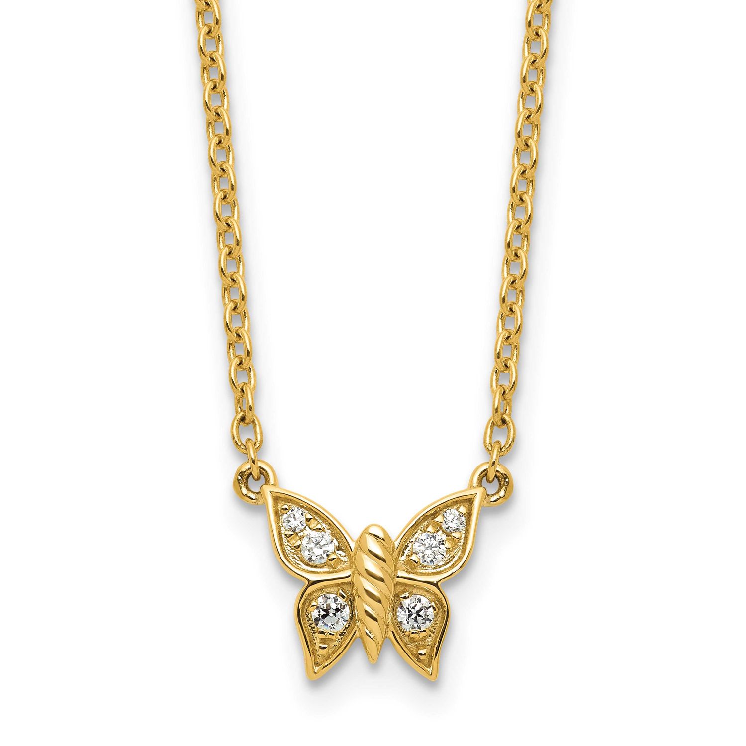 Diamond Butterfly Necklace 14k Gold Polished, MPN: PM10782-010-YAA, UPC: