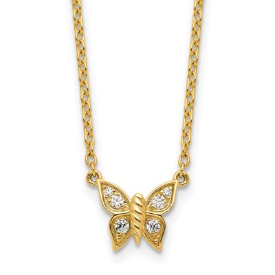 Diamond Butterfly Necklace 14k Gold Polished, MPN: PM10782-010-YAA, UPC: