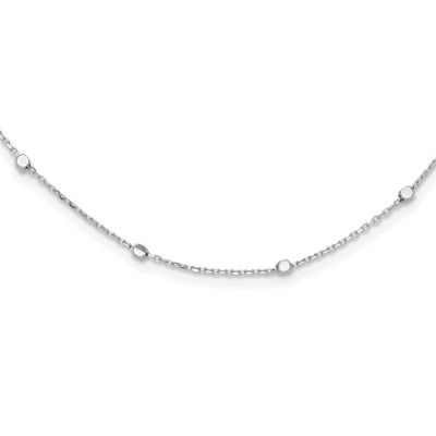 Polished Cube Stations with 2 Inch Extender Necklace 14k White Gold, MPN: SF2975W-16, UPC: