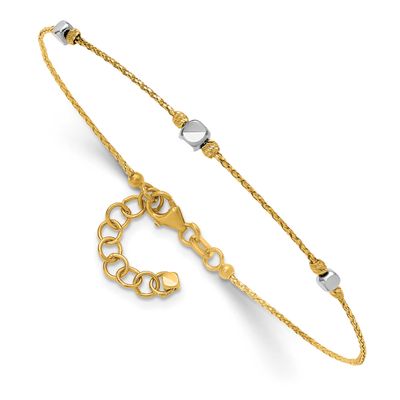 Diamond-Cut Beaded 7 Inch with 1 Inch Extender Bracelet 14K Two Tone Gold Polished, MPN: DB766, UPC: