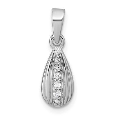 Polished CZ Teardrop Pendant Sterling Silver Rhodium-Plated, MPN: QG7156P, UPC: