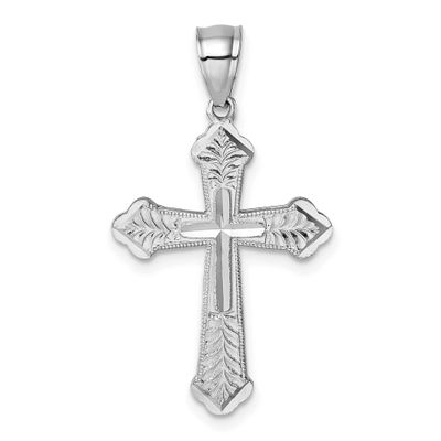 White Gold Diamond-Cut Fancy Cross Pendant 14k Gold Polished, MPN: K10088W, UPC: