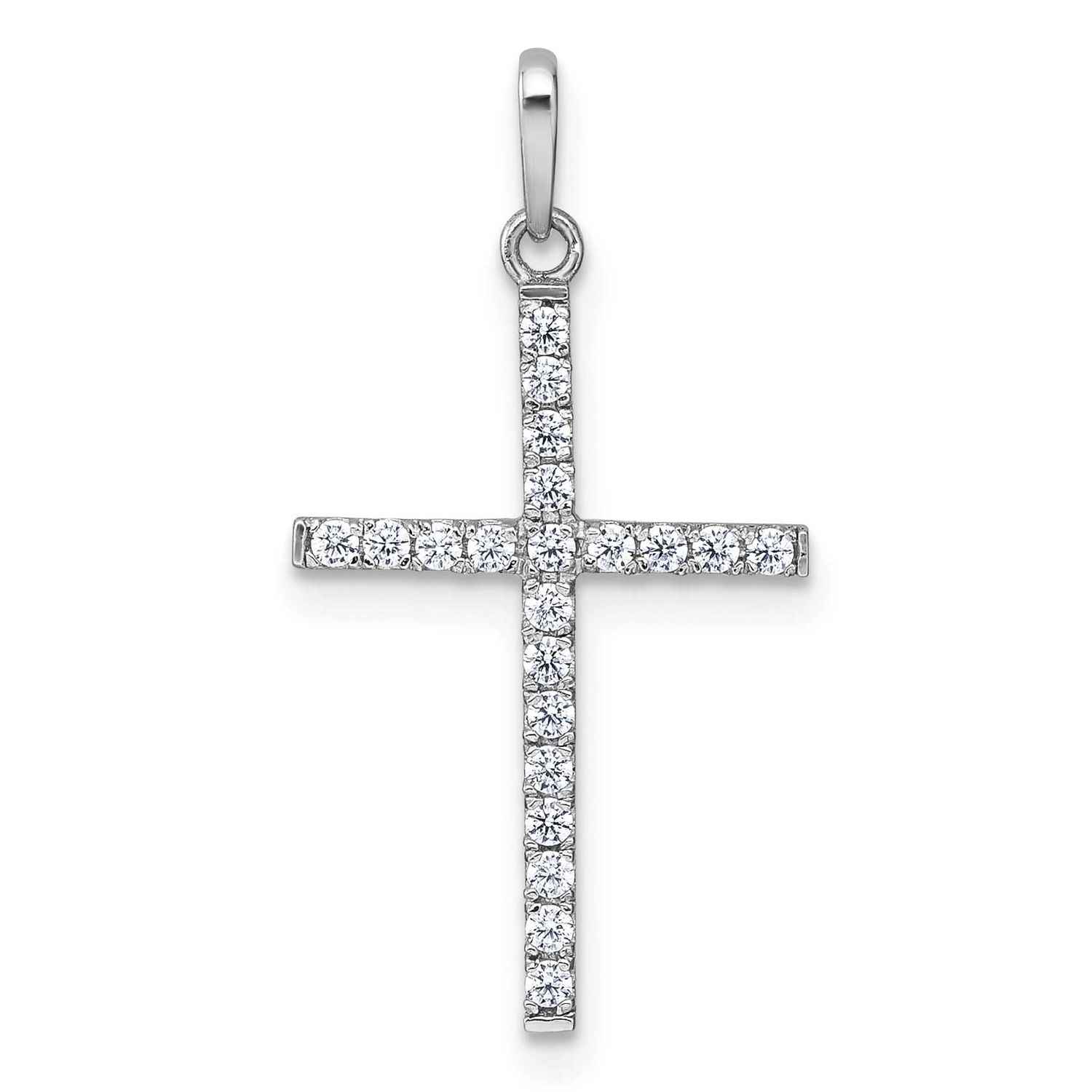 Polished CZ Cross Pendant 10k White Gold, MPN: 10C4994W, UPC: