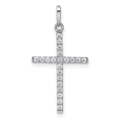 Polished CZ Cross Pendant 10k White Gold, MPN: 10C4994W, UPC: