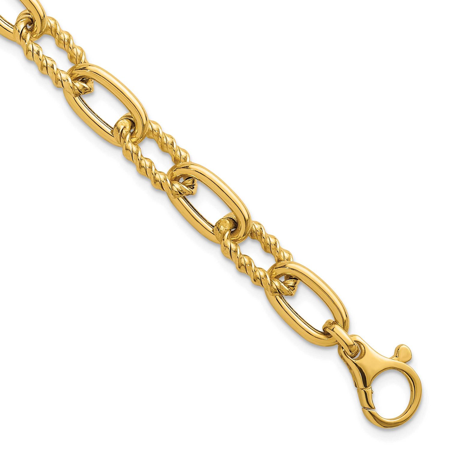 Fancy and Twist 7.5 Inch Link Bracelet 14k Gold Polished, MPN: SF3138-7.5, UPC: