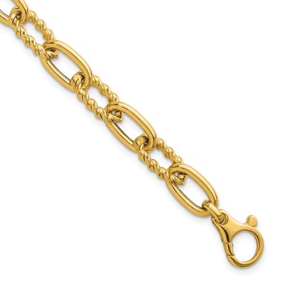 Fancy and Twist 7.5 Inch Link Bracelet 14k Gold Polished, MPN: SF3138-7.5, UPC: