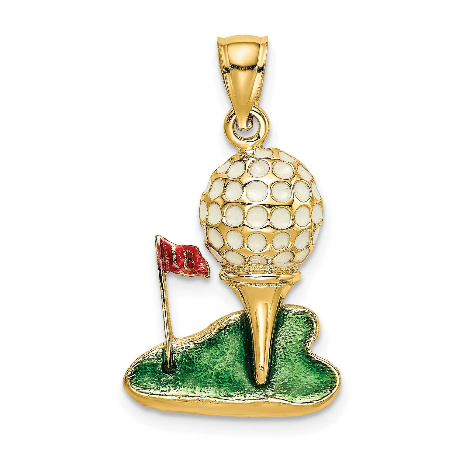 Enamel and 2-D Golf Ball Charm 14k Gold, MPN: K7065, UPC: 637218147748