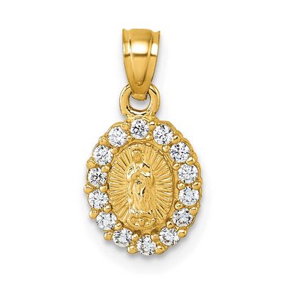 CZ Oval Our Lady of Guadalupe Pendant 14k Gold Polished, MPN: K10107, UPC: