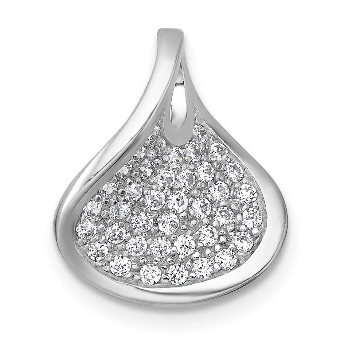 Polished CZ Pendant Sterling Silver Rhodium-Plated, MPN: QG7166P, UPC: