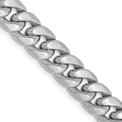 7.3mm Semi-Solid Miami Cuban Chain 18 Inch 14k White Gold, MPN: BC156W-18, UPC: