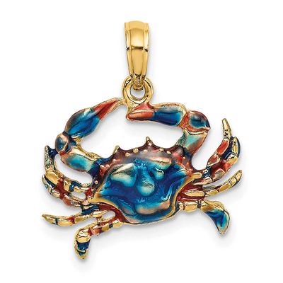 2-D Blue Enamel Crab Charm 10k Gold, MPN: 10K7088, UPC: