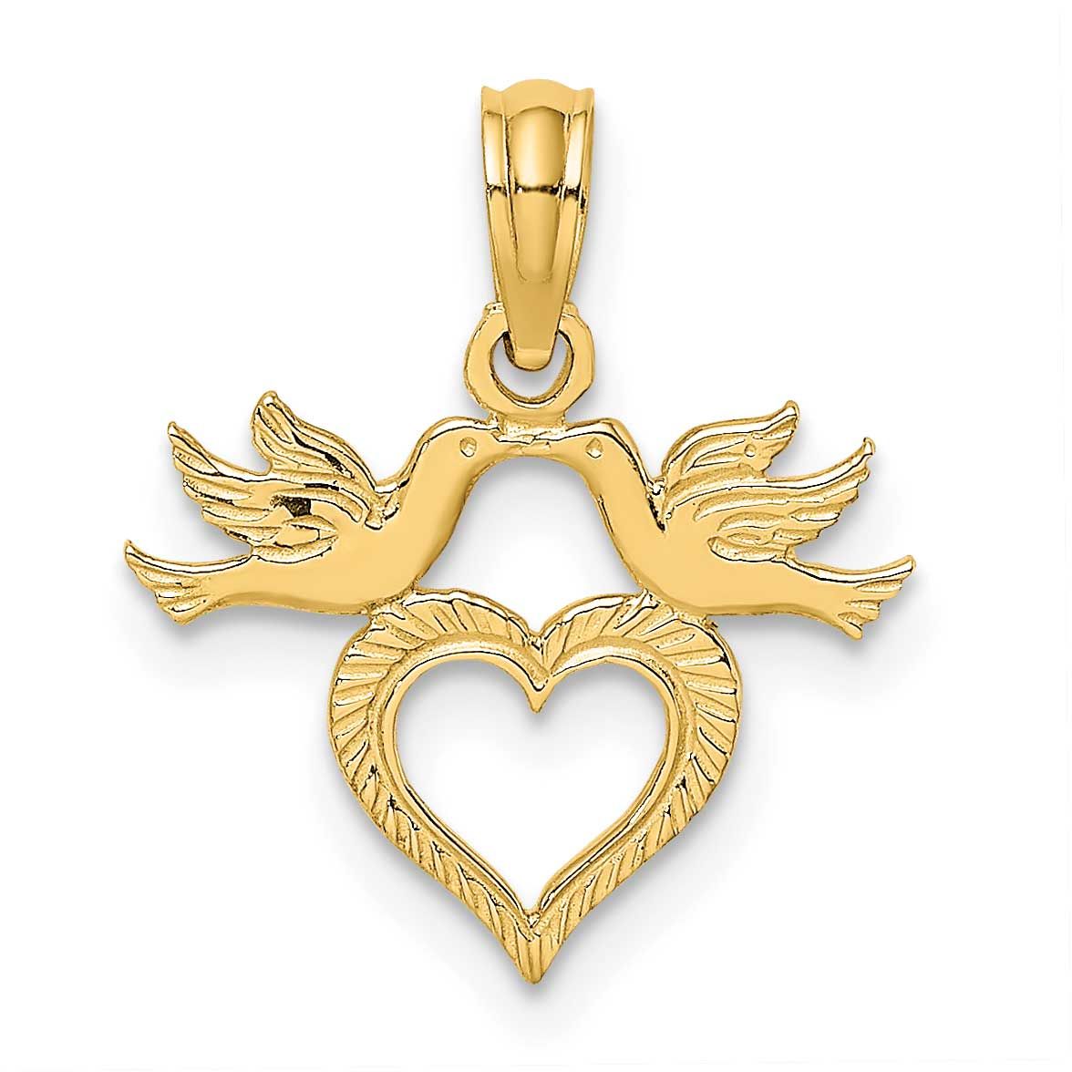 Heart with Love Birds Charm 10k Gold, MPN: 10K7122, UPC: 196904224243