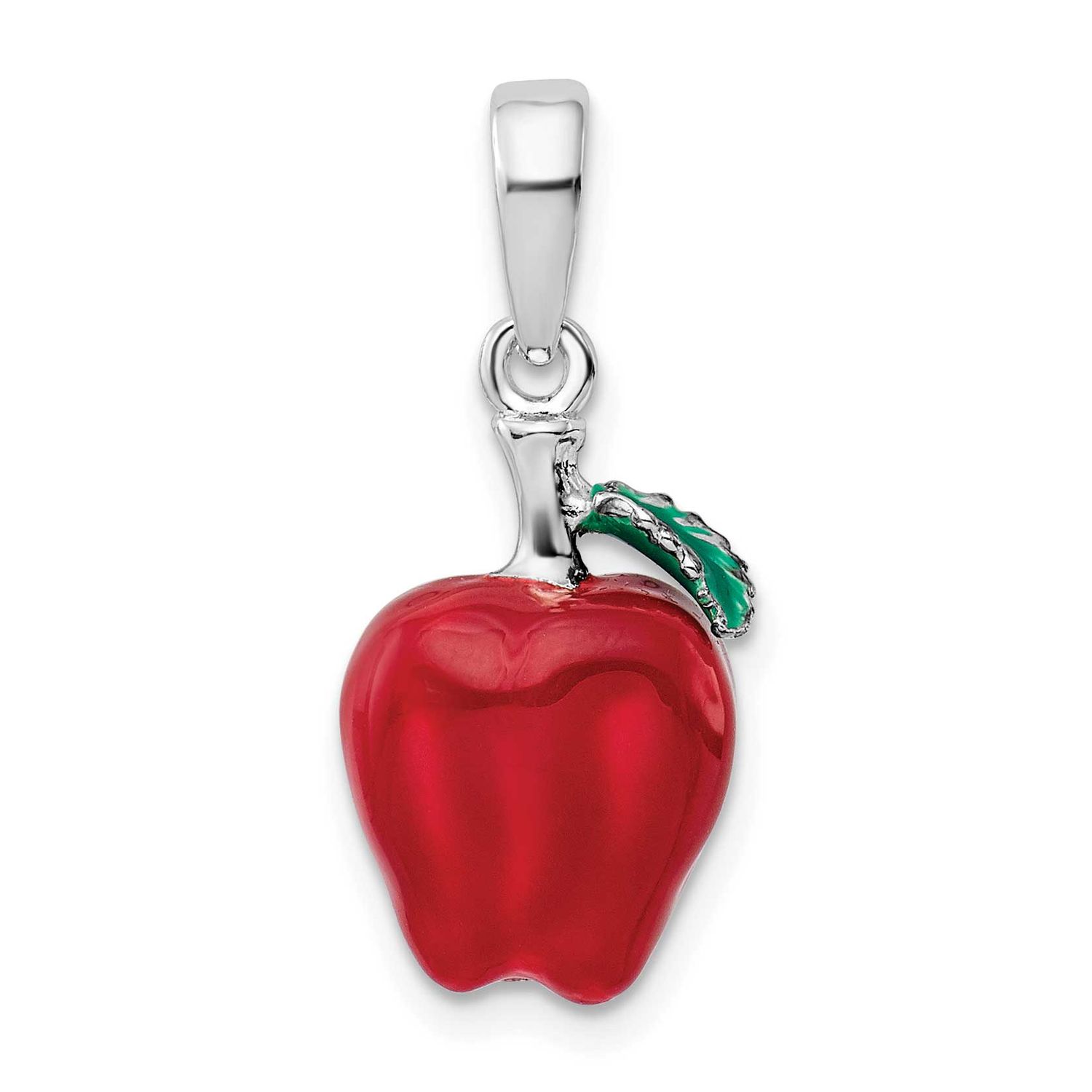 De-Ani Polished 3D Enameled Apple Pendant Sterling Silver Rhodium-Plated, MPN: QC10706, UPC: 637218…
