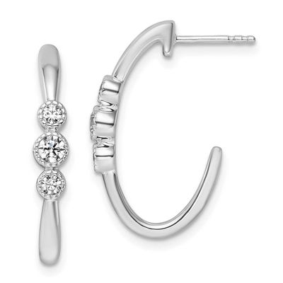 Polished Diamond Fashion J-Hoop Post Earrings 14k White Gold, MPN: EM10799-040-WAA, UPC: