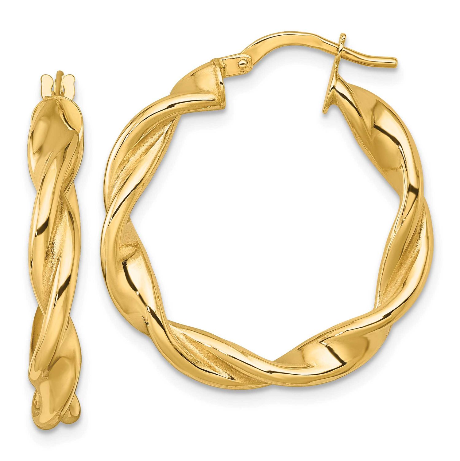 Twist Hoop Earrings 10k Gold Polished, MPN: 10ER384, UPC:
