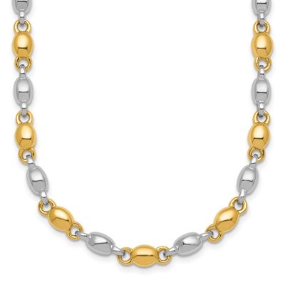 Round Fancy Link 5.25mm Necklace 14K Two Tone Gold Polished, MPN: SF3264-18, UPC: