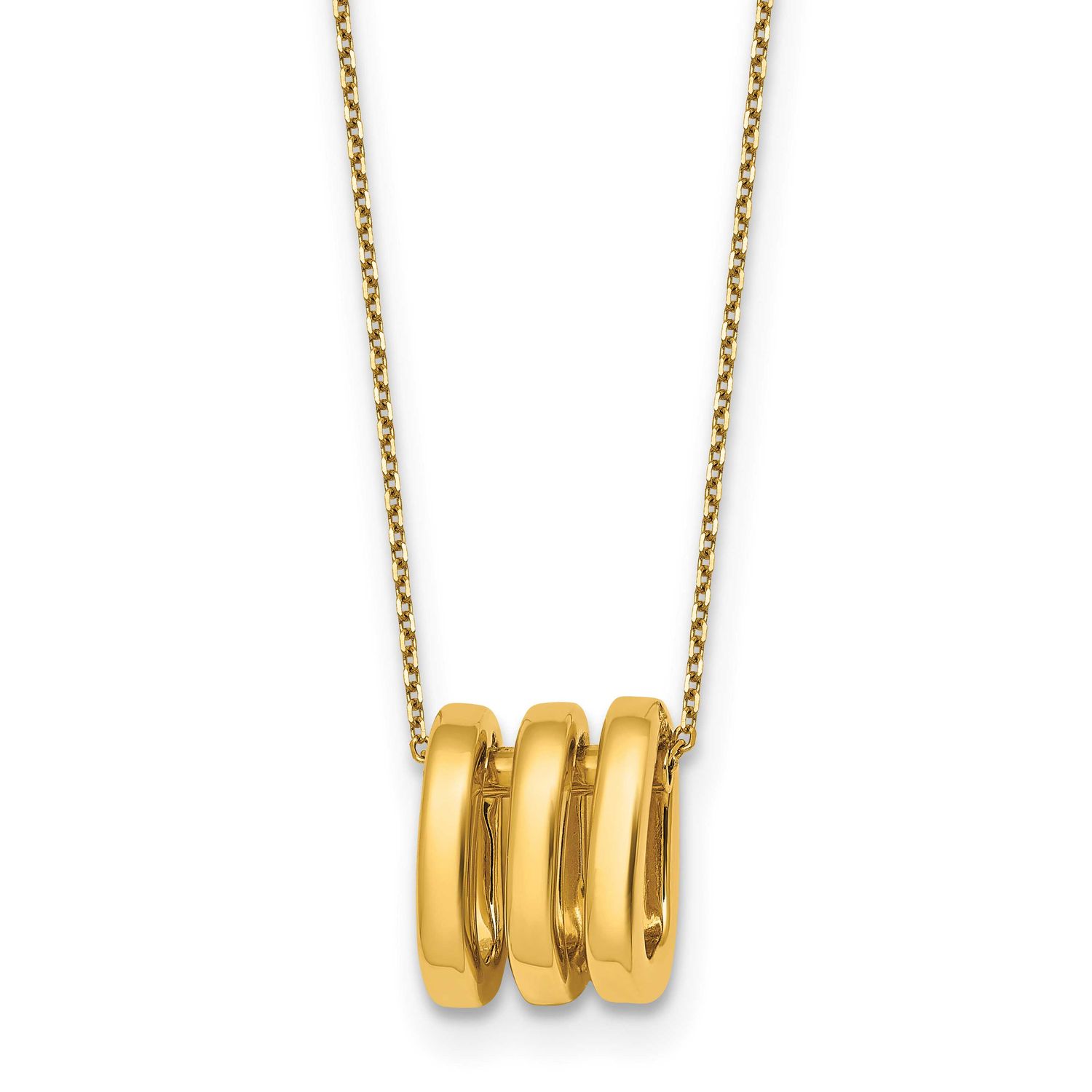 3 Oval Rings 16 Inch with 2 Inch Extension Necklace 14k Gold Polished, MPN: SF3253-16, UPC: