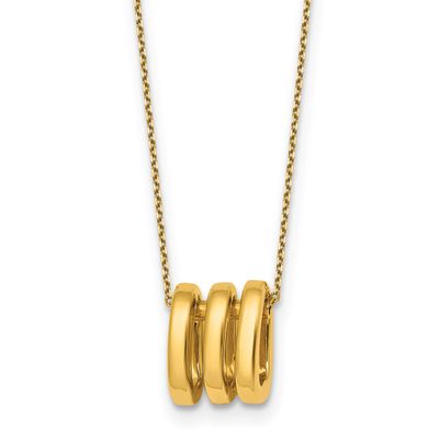 3 Oval Rings 16 Inch with 2 Inch Extension Necklace 14k Gold Polished, MPN: SF3253-16, UPC: