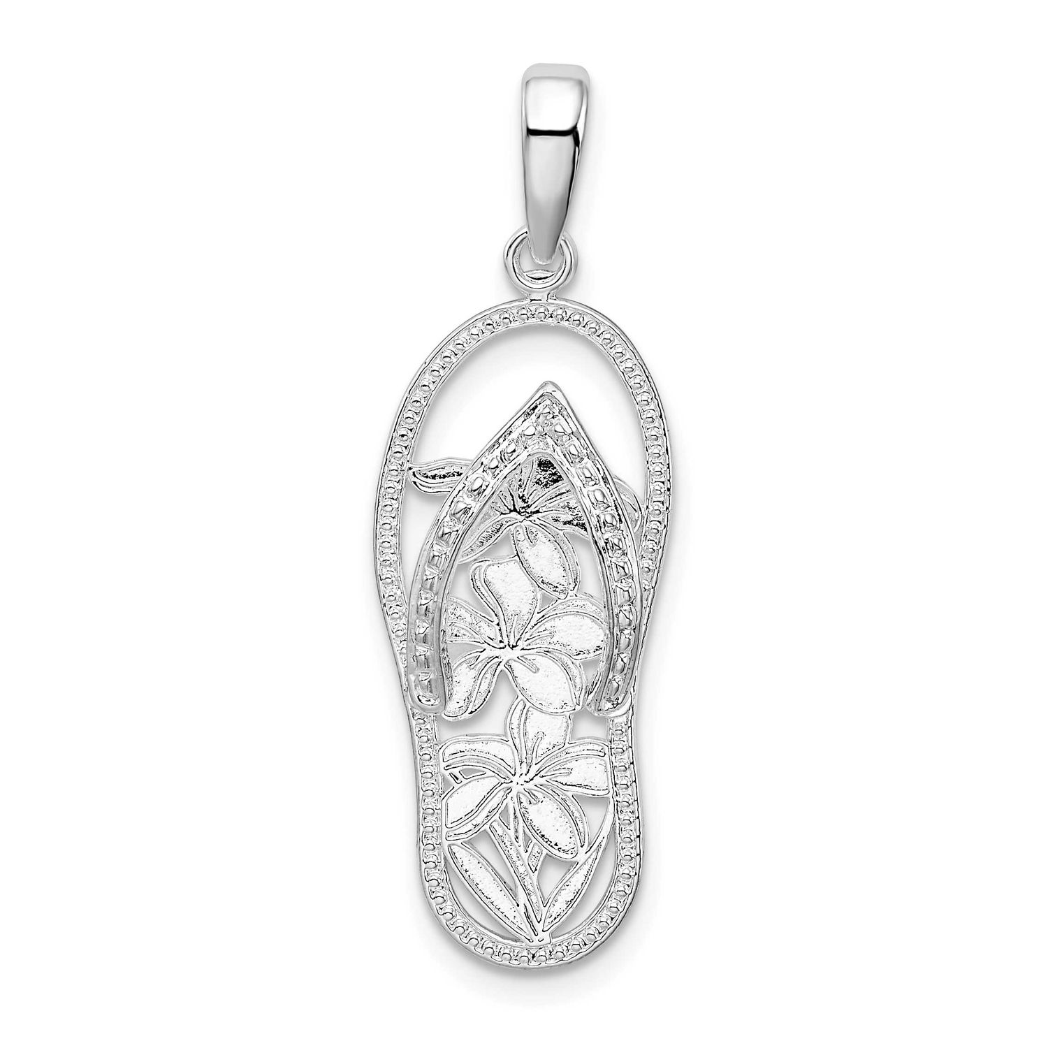 De-Ani 3D Cut-Out Flowers Flip-Flop Pendant Sterling Silver Rhodium-Plated, MPN: QC9802, UPC: 63721…