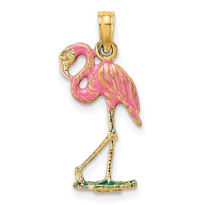 3-D Pink Enamel Flamingo Charm 14k Gold, MPN: K7080, UPC: 637218173150