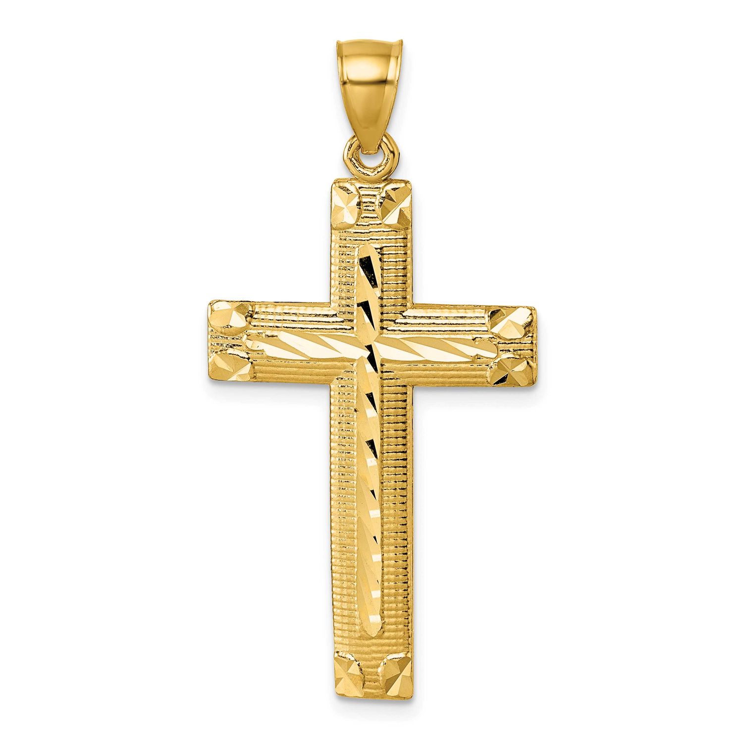 Diamond-Cut Textured Fancy Cross Pendant 14k Gold Polished, MPN: K10078, UPC: