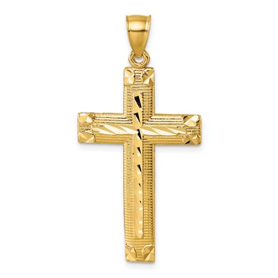 Diamond-Cut Textured Fancy Cross Pendant 14k Gold Polished, MPN: K10078, UPC: