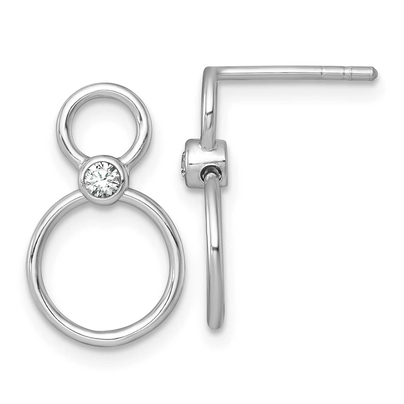 CZ Circles Post Dangle Earrings Sterling Silver Rhodium-Plated Polished, MPN: QG7107E, UPC: