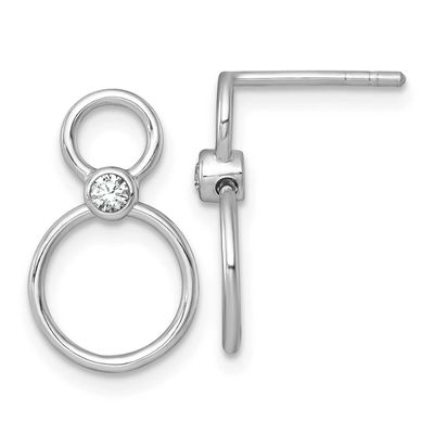 CZ Circles Post Dangle Earrings Sterling Silver Rhodium-Plated Polished, MPN: QG7107E, UPC: