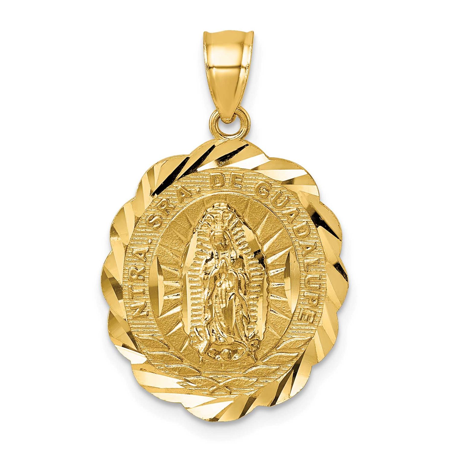 Diamond-cut Spanish Version Lady of Guadalupe Pendant 14k Gold Polished, MPN: K10105, UPC: