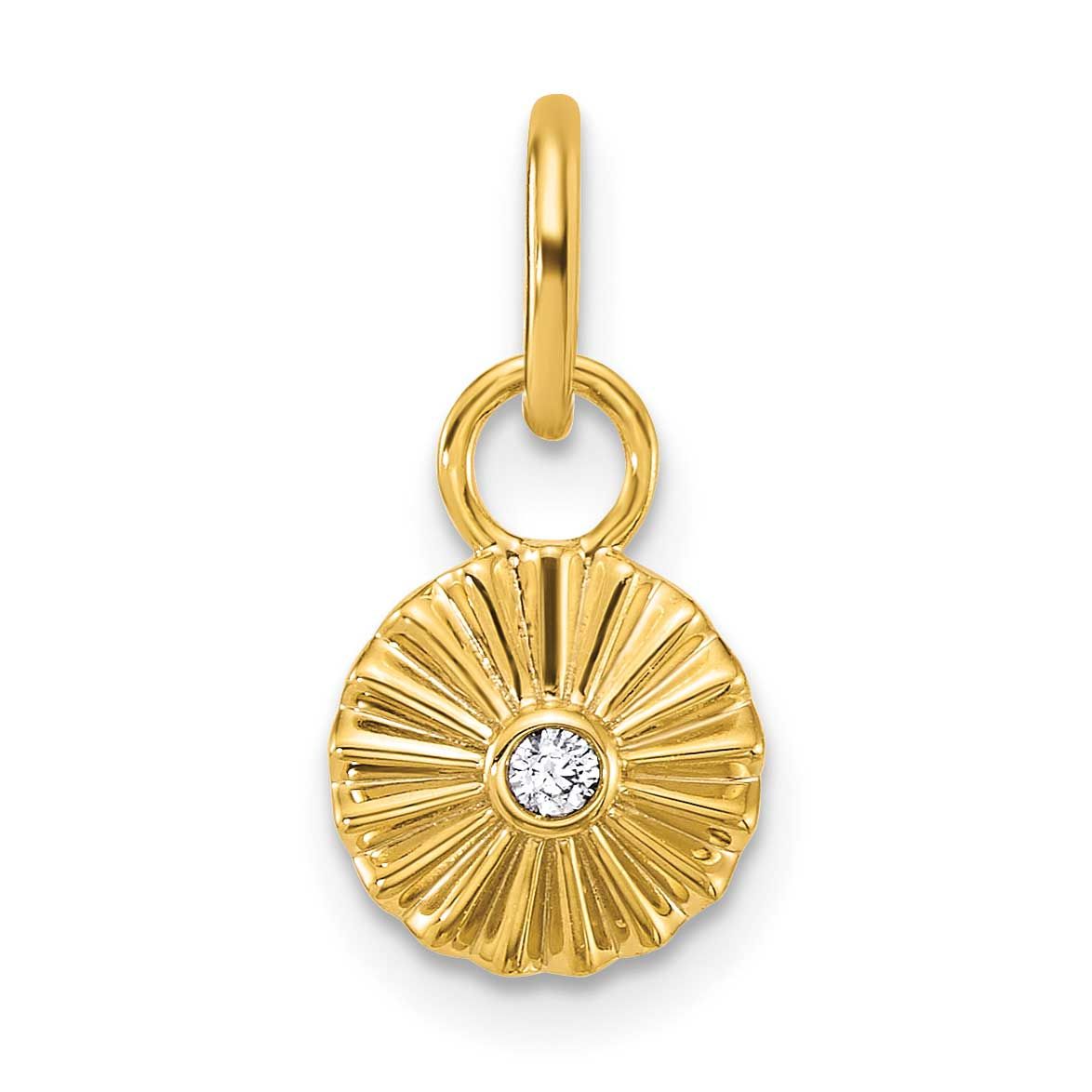 Grooved Diamond Circle Charm 14k Gold Polished, MPN: PM10774-005-YAA, UPC: