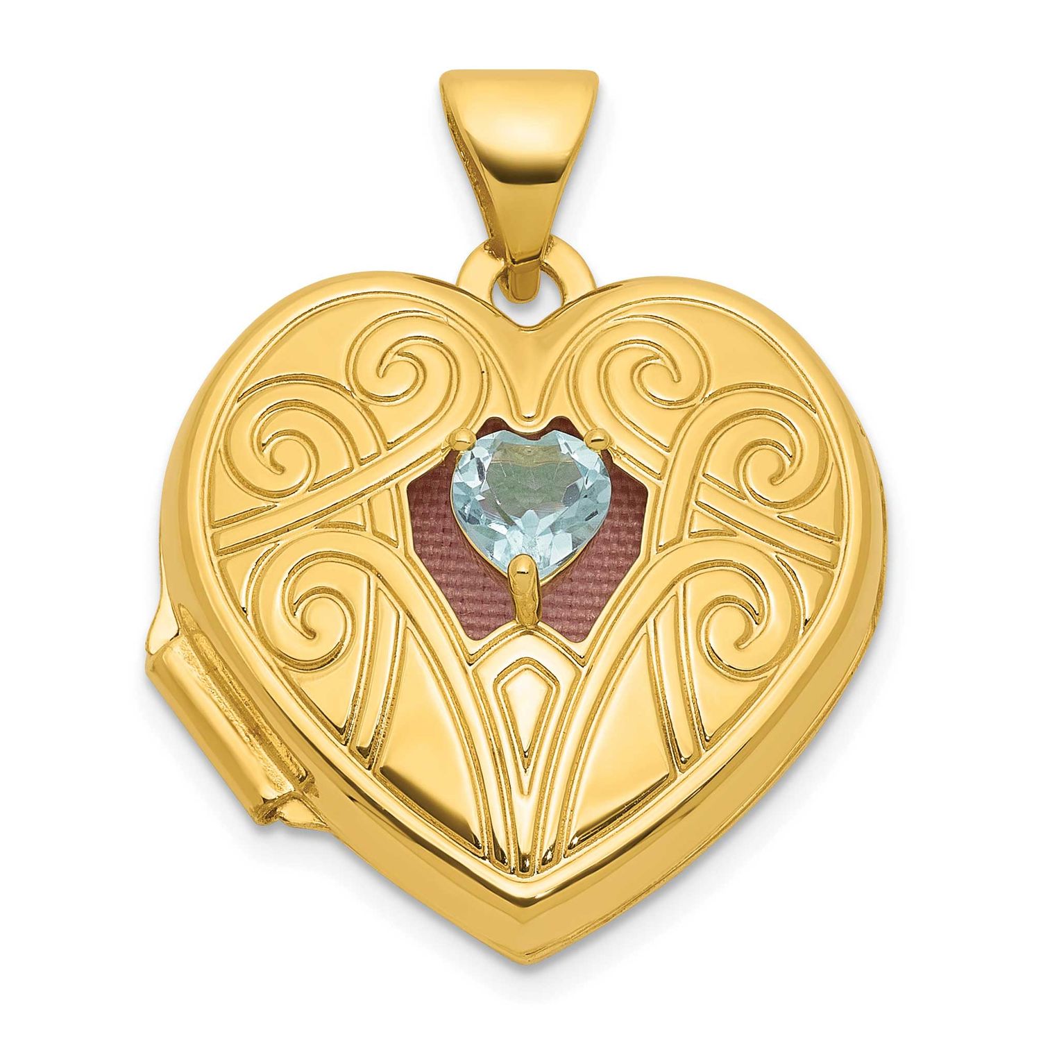 Blue Topaz December Birthstone 18mm Heart Locket 14k Gold Polished, MPN: XL881DEC, UPC: