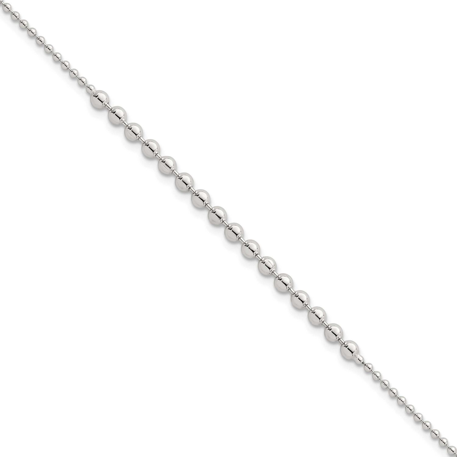 Center Beaded 7.5 Inch Bracelet Sterling Silver Polished, MPN: QG6943-7.5, UPC: