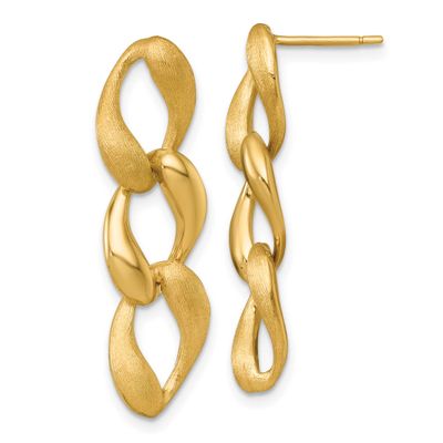Brushed and Polished Fancy Link Post Earrings 14k Gold, MPN: SF3219E, UPC: