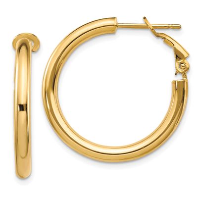 3x20mm Polished Round Omega Back Hoop Earrings 10k Gold, MPN: 10PRE923, UPC: